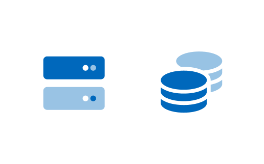 Image of two hexagons with a server and database icon overlapping eachother